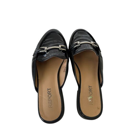 REPORT Quade Women’s Black Patent Leather Mule Loafers Size 8 Slip-On Flats - Picture 6 of 11